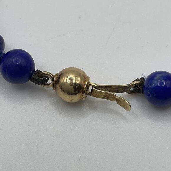 Lapis Lazuli Necklace 14k Gold Beads/Clasp 18” Round 5mm - Picture 5 of 7